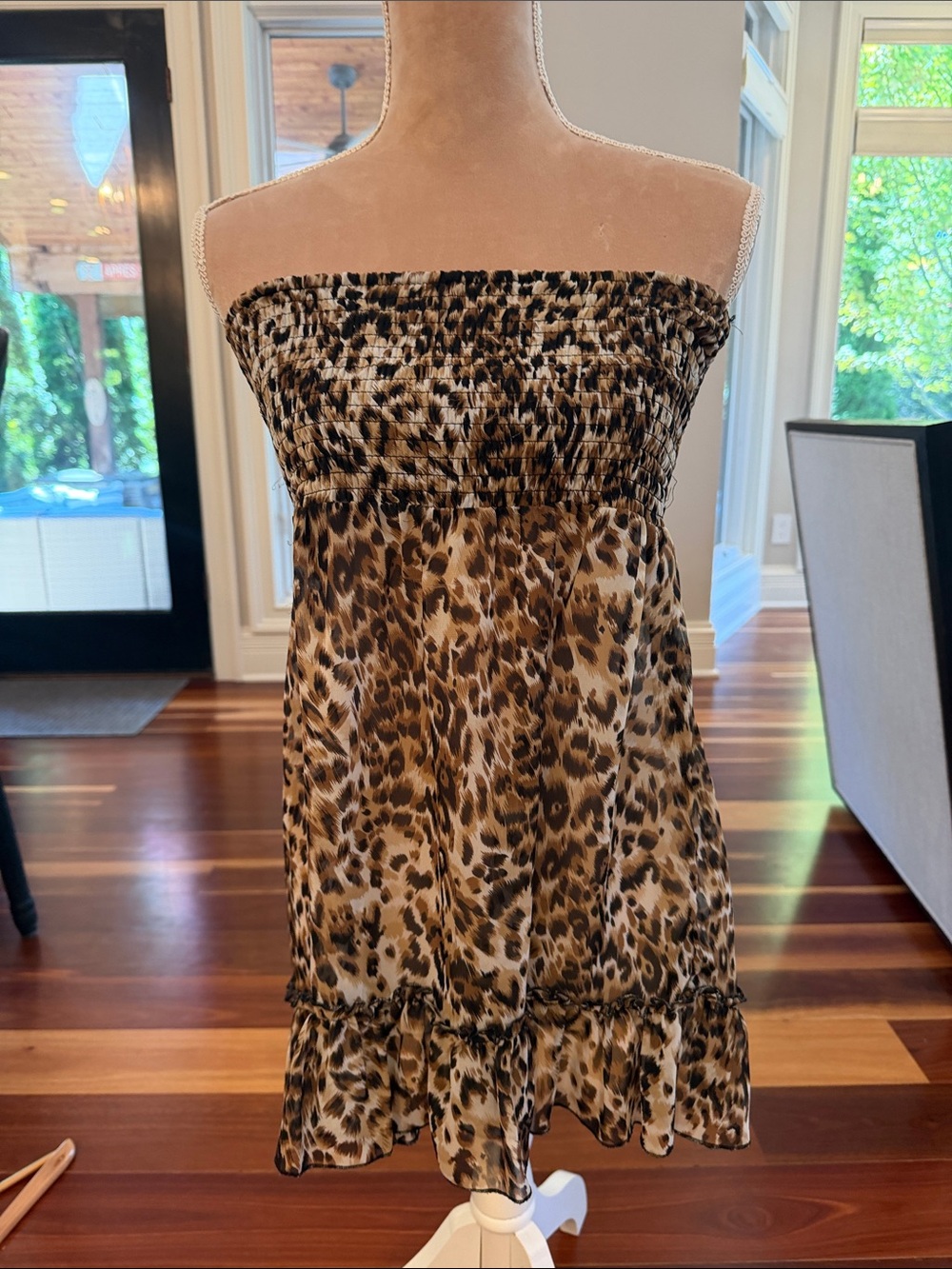 Forever 21 Leopard Print Strapless Tank Top - Brown Black